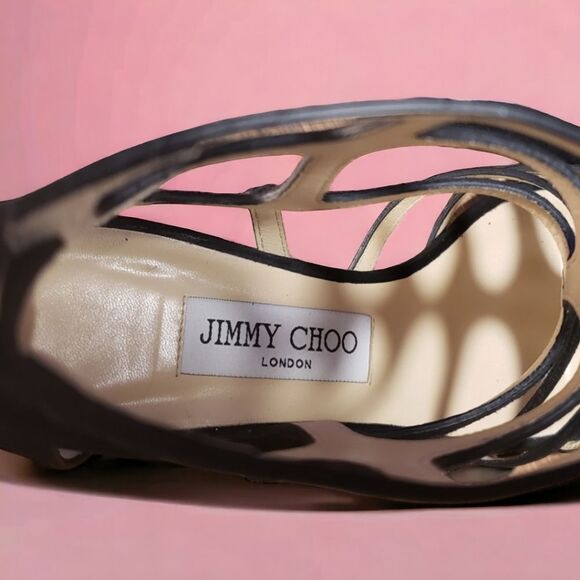 Jimmy Choo Black Parisian Baddie Suede Ren 35 Gladiator - Picture 10 of 13